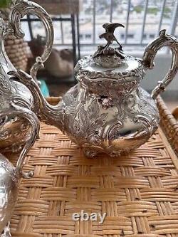Garrard and co ltd regent plate four piece tea set with Ostrich Spout