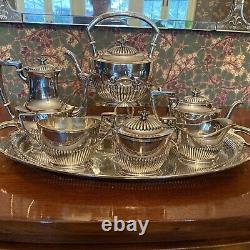 George V period silver-plated seven piece tea & coffee set