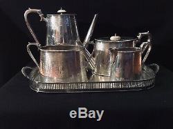 Georgian Old Sheffield Plate Silver 4pc. Tea/Coffee Set +tray