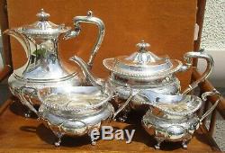 Georgian Style Christopher Johnson Sheffield English Silverplate Tea Service Set