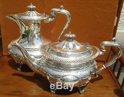 Georgian Style Christopher Johnson Sheffield English Silverplate Tea Service Set