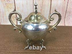 Gorgeous 5-piece Vintage Silver On Copper Tea Set By Birmingham Silver Co Bsc