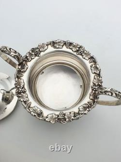 Gorgeous Antique Silver-Plated Three-Piece Tea Set with Ornate Grapevine Details