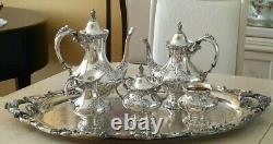 Gorgeous Reed & Barton KING FRANCIS Silverplate Coffee/Tea Pot Set 6 pieces