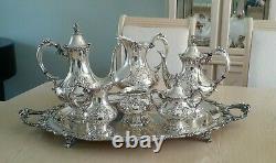 Gorgeous Reed & Barton KING FRANCIS Silverplate Coffee/Tea Pot Set 7 pieces