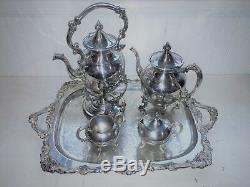 Gorgeous Sheridan Silver on Copper Coffee Tea Tray Cream Sugar 5 pc Set