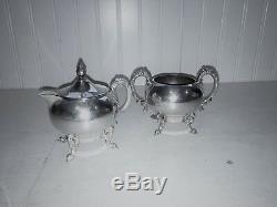 Gorgeous Sheridan Silver on Copper Coffee Tea Tray Cream Sugar 5 pc Set