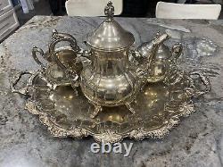 Gorgeous Towle Silver Plated Grand Duchess Tea Pot Set with tray 4pc