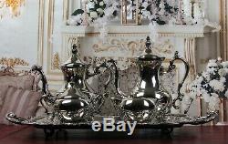 Gorgeous Victorian Antique Silverplate Tea Set FB Rogers 5 Pieces