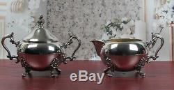 Gorgeous Victorian Antique Silverplate Tea Set FB Rogers 5 Pieces