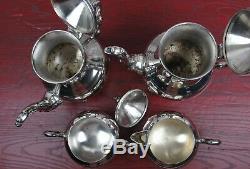 Gorgeous Victorian Antique Silverplate Tea Set FB Rogers 5 Pieces