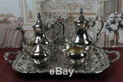 Gorgeous Victorian Antique Silverplate Tea Set FB Rogers 5 Pieces