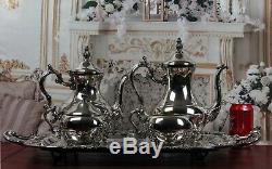 Gorgeous Victorian Antique Silverplate Tea Set FB Rogers 5 Pieces