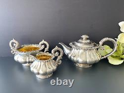 Gorgeous Victorian Ornate Silver Plate Tea Service 3 Pieces Set