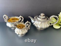 Gorgeous Victorian Ornate Silver Plate Tea Service 3 Pieces Set