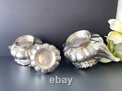 Gorgeous Victorian Ornate Silver Plate Tea Service 3 Pieces Set