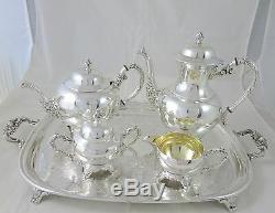 Gorgeous Vintage WM. A. ROGERS Silverplate #2377 COFFEE TEA SET WithTRAY