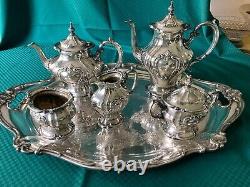 Gorham Chantilly 6 Piece Silverplate Tea Set