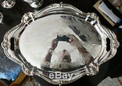 Gorham Chantilly Silver Plate Vintage Waiter Tea set Tray 27in