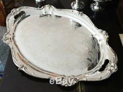 Gorham Chantilly Silver Plate Vintage Waiter Tea set Tray 27in