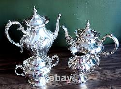 Gorham Chantilly Silverplate Hollowware Tea Pot Coffee Pot Creamer and Sugar