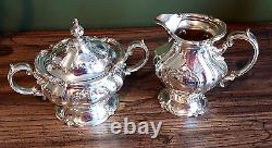 Gorham Chantilly Silverplate Hollowware Tea Pot Coffee Pot Creamer and Sugar