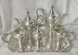 Gorham Colonial Tea & Coffee Service Set Silver Plated with Vintage Rogers Tray