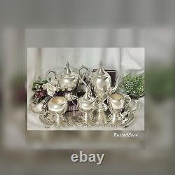 Gorham Colonial Tea & Coffee Service Set Silver Plated with Vintage Rogers Tray