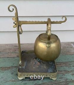 Gorham Company Brass / Brass Alloy Tea Kettle & Adjustable Brass Base V91