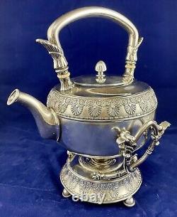 Gorham Neoclassical Silverplate Tea Kettle Date Mark 1884 Spirit Burner