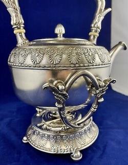 Gorham Neoclassical Silverplate Tea Kettle Date Mark 1884 Spirit Burner