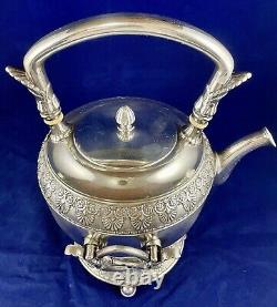 Gorham Neoclassical Silverplate Tea Kettle Date Mark 1884 Spirit Burner