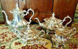 Gorham Silverplate 4 Piece Coffee Tea Set Excellent Vintage Condition Rose