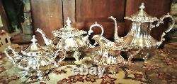 Gorham Silverplate 4 Piece Coffee Tea Set Excellent Vintage Condition Rose