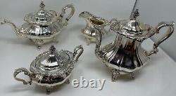 Gorham Strasbourg Rococo Ornate Applied Scalloped Legged 4-piece Tea Coffee Set