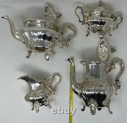 Gorham Strasbourg Rococo Ornate Applied Scalloped Legged 4-piece Tea Coffee Set