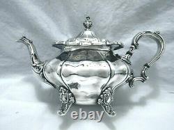 Gorham Strasbourg Rococo Ornate Applied Scalloped Legged 5 Piece Tea Set Tray