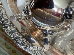 Grande Baroque by Wallace Silverplate Tea Set 4 Pc. With Tray