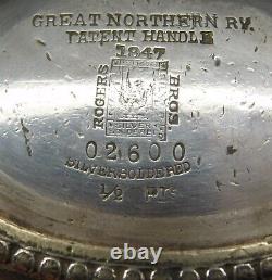 Great Northern Railroad Silver Plate Tea Pot 1847 Rogers Bros Silver 1/2 Pint