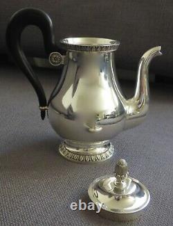 Great silver plated TEA POT CHRISTOFLE MALMAISON model Empire brilliant w. Ebony