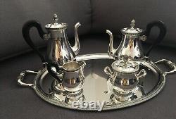 Great silver plated TEA POT CHRISTOFLE MALMAISON model Empire brilliant w. Ebony