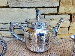 HEIRLOOM c. 1869 CHICAGO SILVER PLATE 3-pc TEA SET