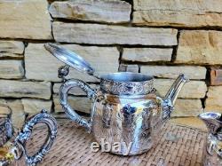 HEIRLOOM c. 1869 CHICAGO SILVER PLATE 3-pc TEA SET