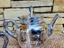 HEIRLOOM c. 1869 CHICAGO SILVER PLATE 3-pc TEA SET