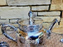 HEIRLOOM c. 1869 CHICAGO SILVER PLATE 3-pc TEA SET