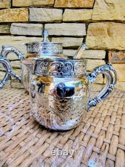 HEIRLOOM c. 1869 CHICAGO SILVER PLATE 3-pc TEA SET