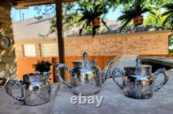 HEIRLOOM c. 1869 CHICAGO SILVER PLATE 3-pc TEA SET