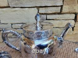 HEIRLOOM c. 1869 CHICAGO SILVER PLATE 3-pc TEA SET