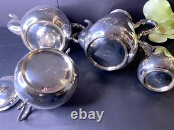 H F & Co Silver Plate Tea Service Coffee Pot/Teapot/Creamer/Lidded Sugar Bowl