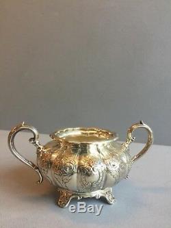 Hand Chase English Silver Plated Embossed Floral& Pumpkin Pattern 5 Pices Tea